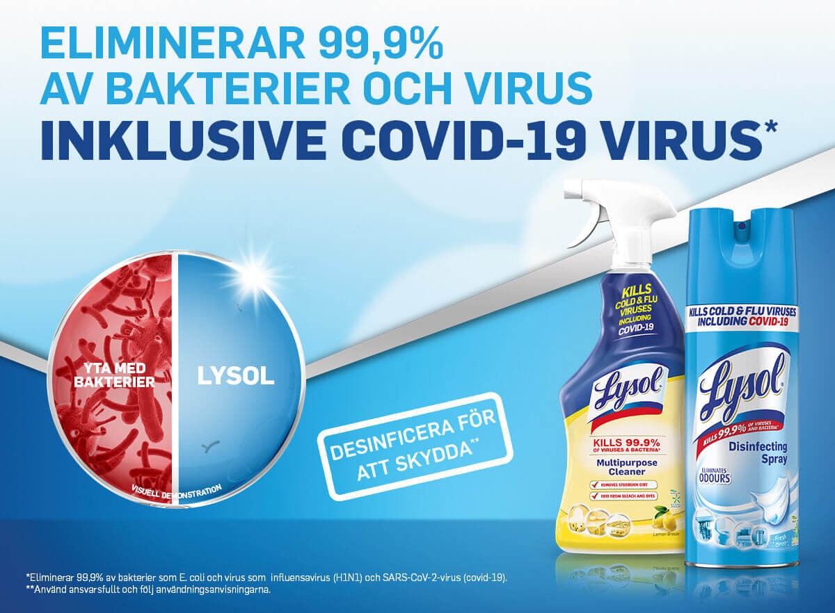 Eliminerar 99,9% av bakterier och virus inklusive COVID-19 virus.